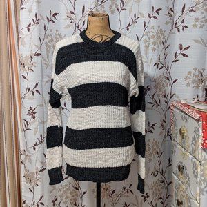 It's Me, Dark Blue & White Striped Sweater. Size:F